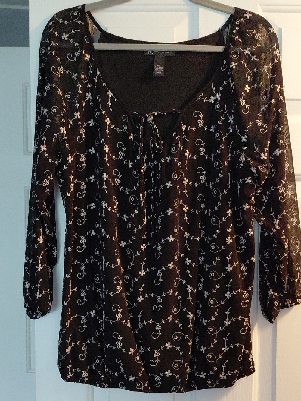 INC International Concepts Black Top with Label Detail